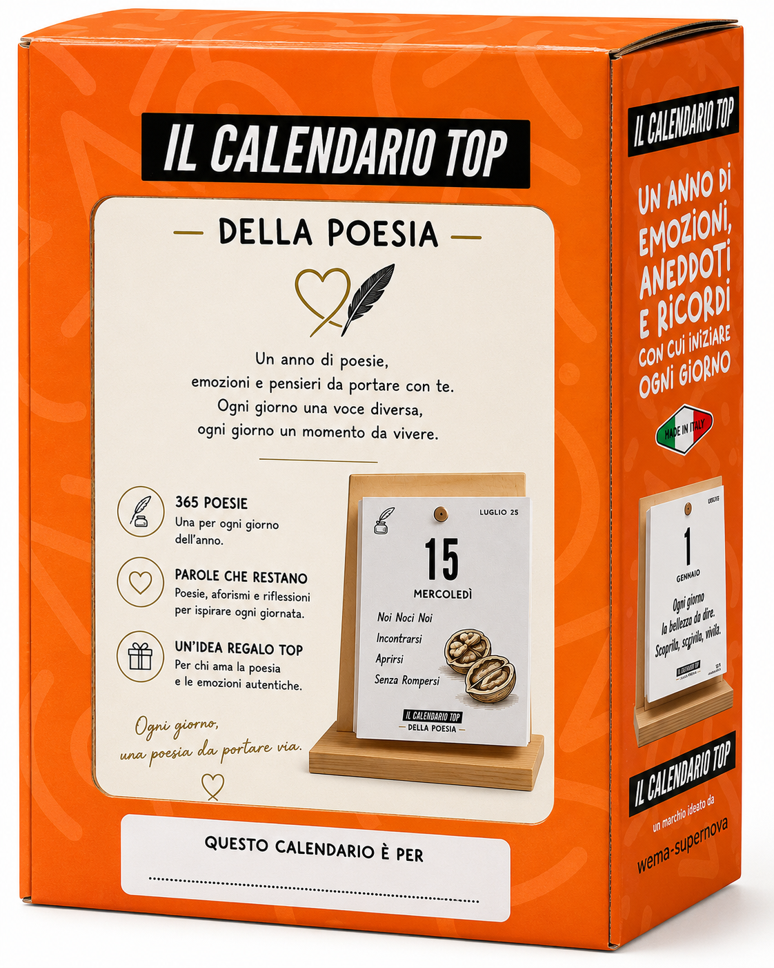 Packaging arancione del Calendario Top della Poesia